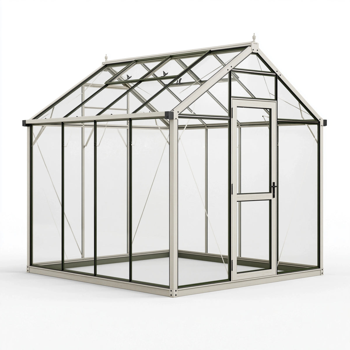 Gewächshaus 244 x 244 x 250 cm Aluminium Glas silberfarben mit Dachfenster