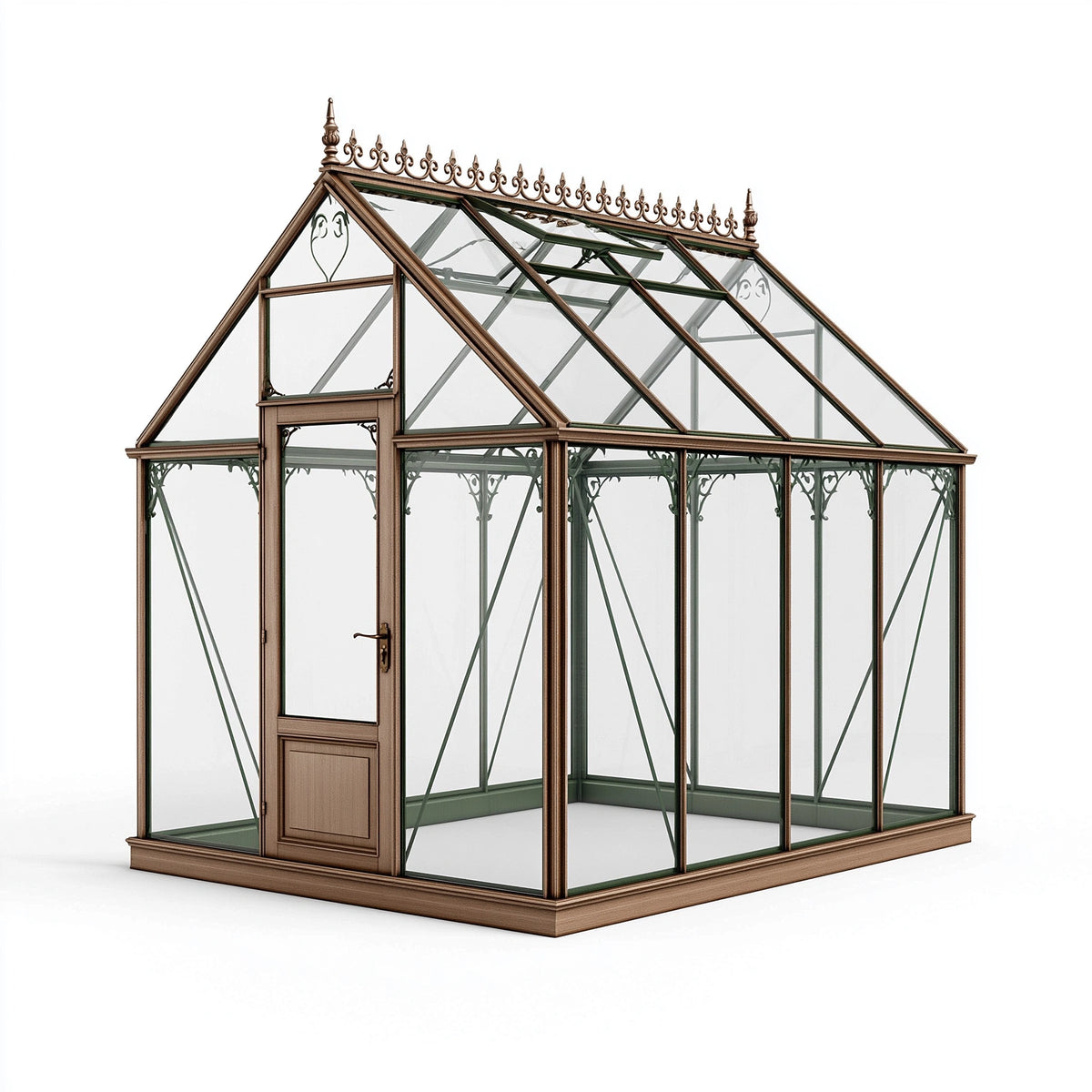 Gewächshaus 250 x 190 x 260 cm Metall und Glas bronze viktorianisch mit Tür