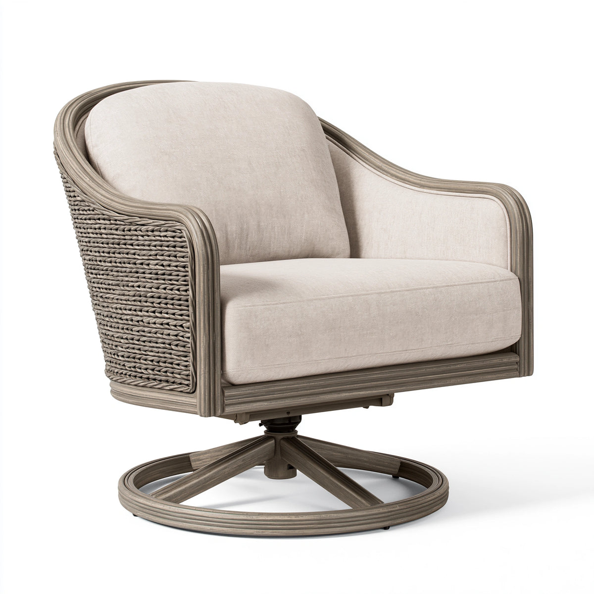 Drehsessel 82 x 86 x 93 cm Rattan Beige mit Stoffpolsterung