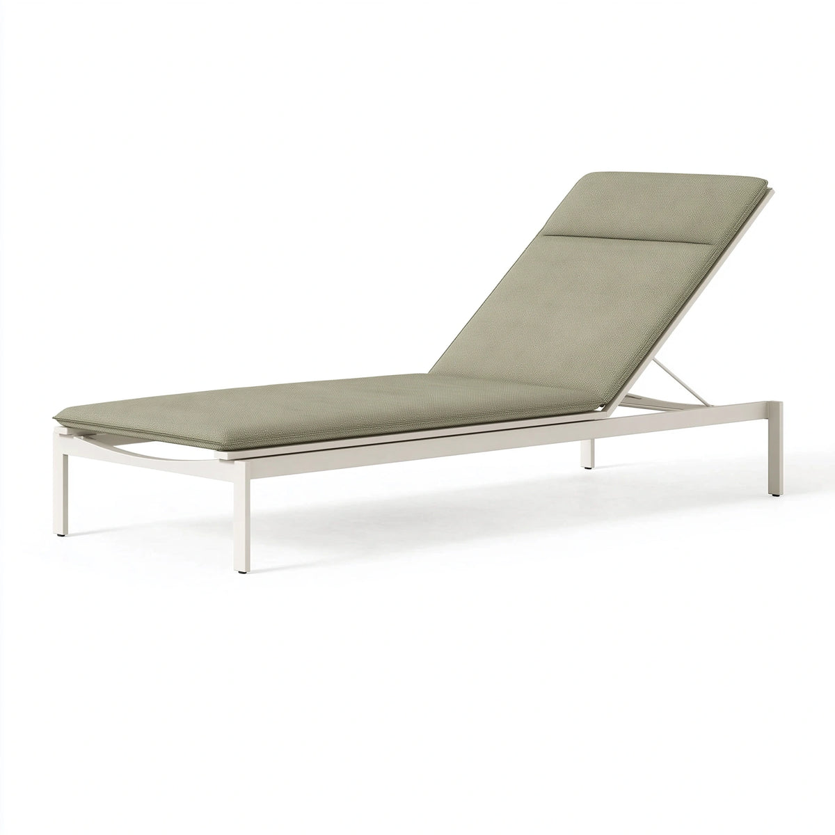 Sonnenliege 200 x 70 x 35 cm mit Metallgestell in Salbeigrün und Cremeweiß - verstellbare Gartenliege