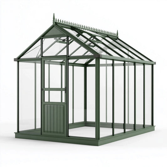 Gewächshaus 400 x 300 x 280 cm Metall Glas Grün viktorianischer Stil