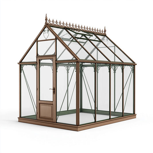 Gewächshaus 250 x 190 x 260 cm Metall und Glas bronze viktorianisch mit Tür
