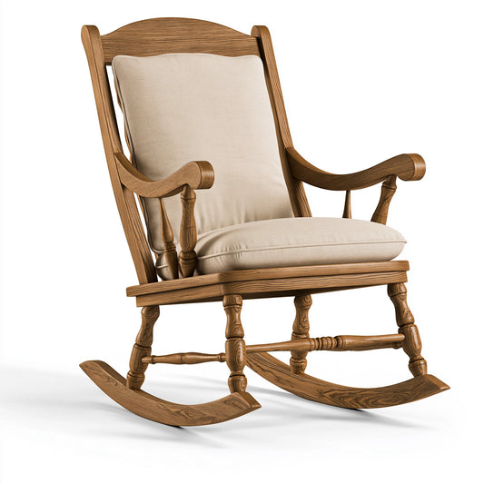 Schaukelstuhl 70 x 95 x 110 cm Holz Braun Beige gepolstert klassisch