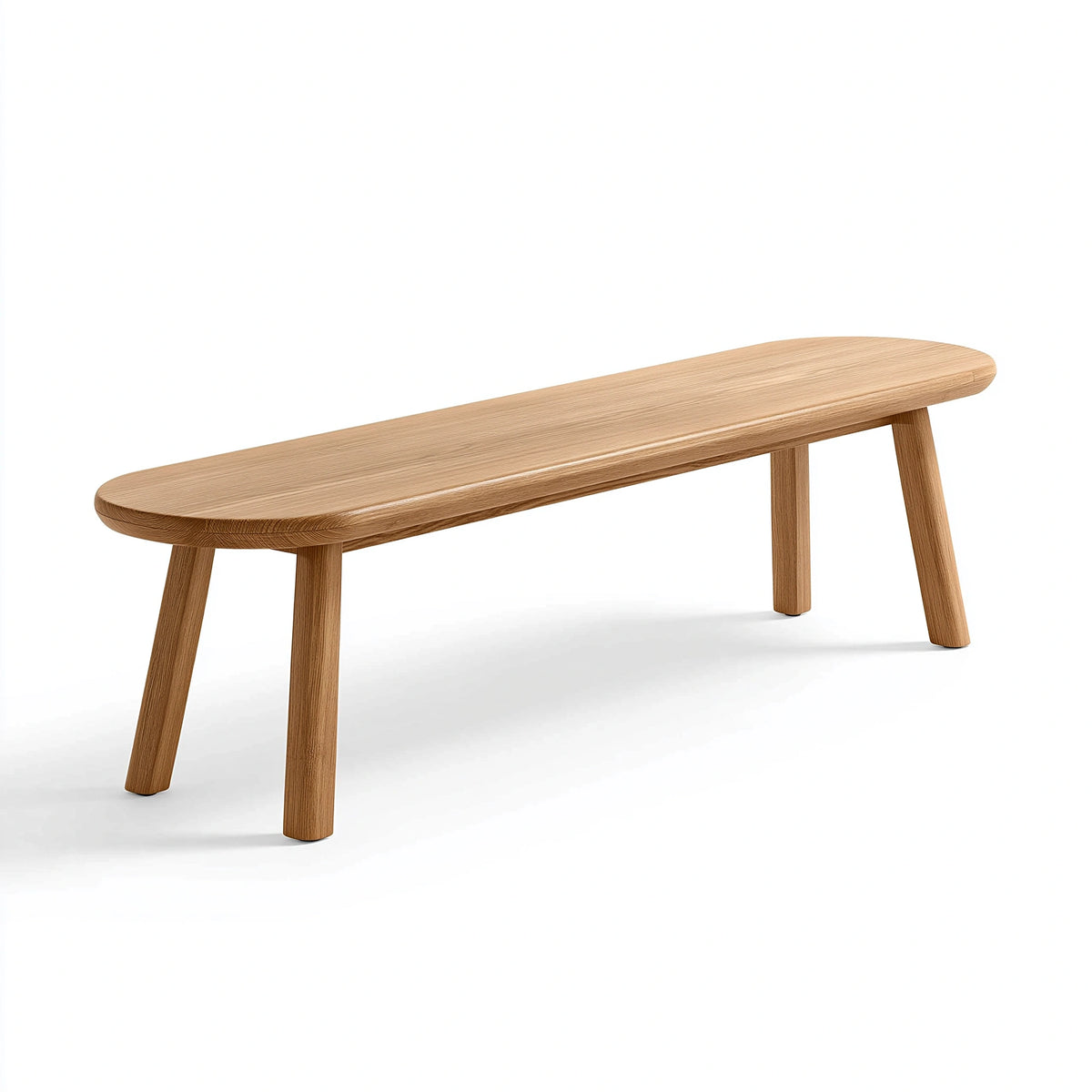 Sitzbank 140 x 40 x 45 cm Holz natur - skandinavische Bank mit abgerundeter Sitzfläche