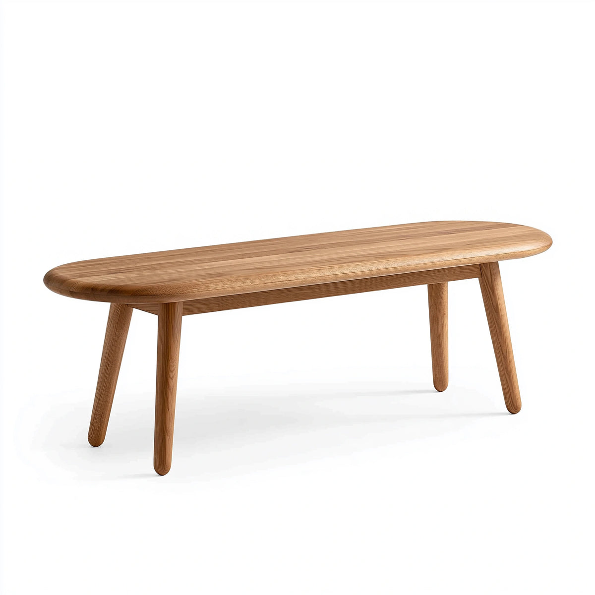 Sitzbank 120 x 40 x 45 cm Holz Natur - abgerundete Form im skandinavischen Stil