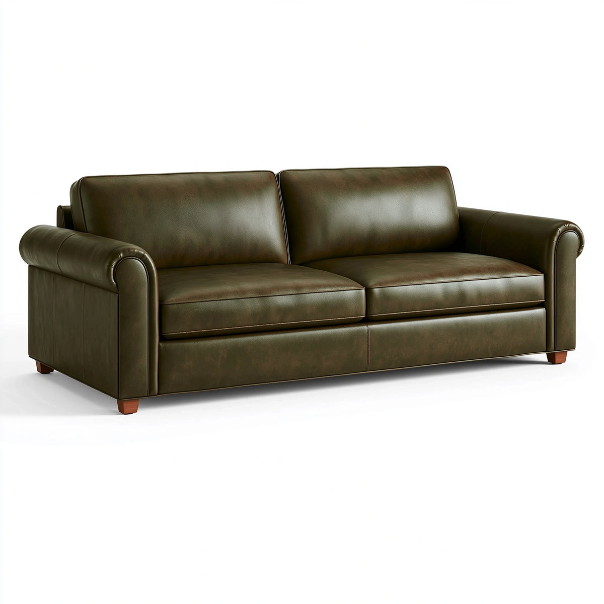 2-Sitzer Sofa 170 x 90 x 88 cm in Olivgrün mit lederähnlichem Bezug - klassischer Wohnstil