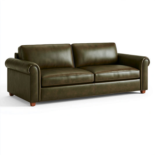2-Sitzer Sofa 170 x 90 x 88 cm in Olivgrün mit lederähnlichem Bezug - klassischer Wohnstil