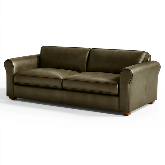 2-Sitzer-Sofa 170 x 90 x 88 cm Kunstleder Olivgrün klassisch für Wohnzimmer