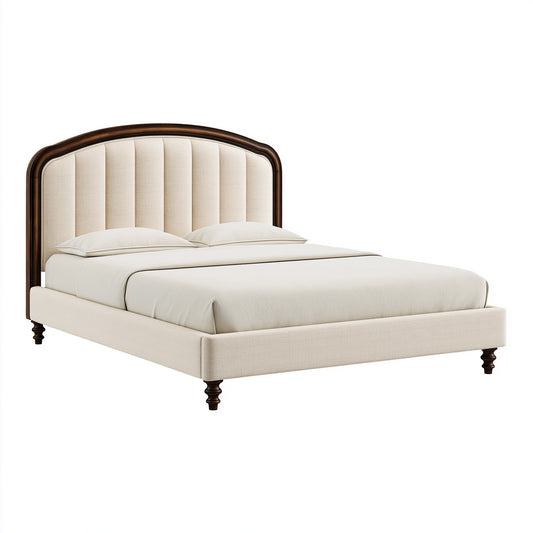 Polsterbett 180 x 200 cm Beige Braun mit Holzrahmen klassisch