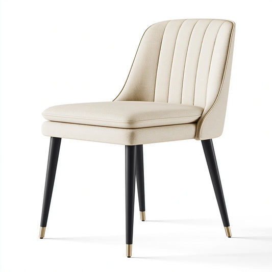 Esszimmerstuhl 55 x 61 x 82 cm - Stoffbezug in Creme mit schwarzen Metallbeinen im modernen Stil